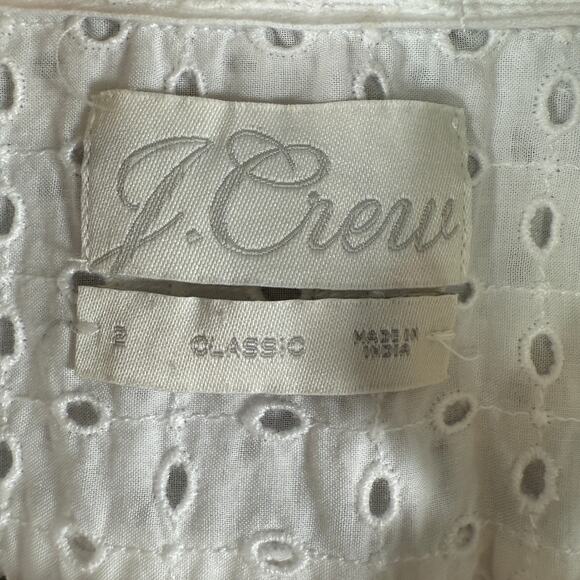 J.Crew White Eyelet Button Down Shirt 100% Cotton Classic Fit Capsule Casual | 2 - Picture 3 of 10